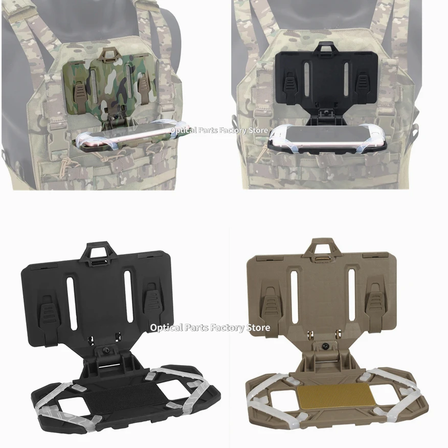 Airsoft Plate Carrier Molle Phone Carrier Outdoor Navigation Board, Quick Access Foldable Holder Vest Chest Rig Mount