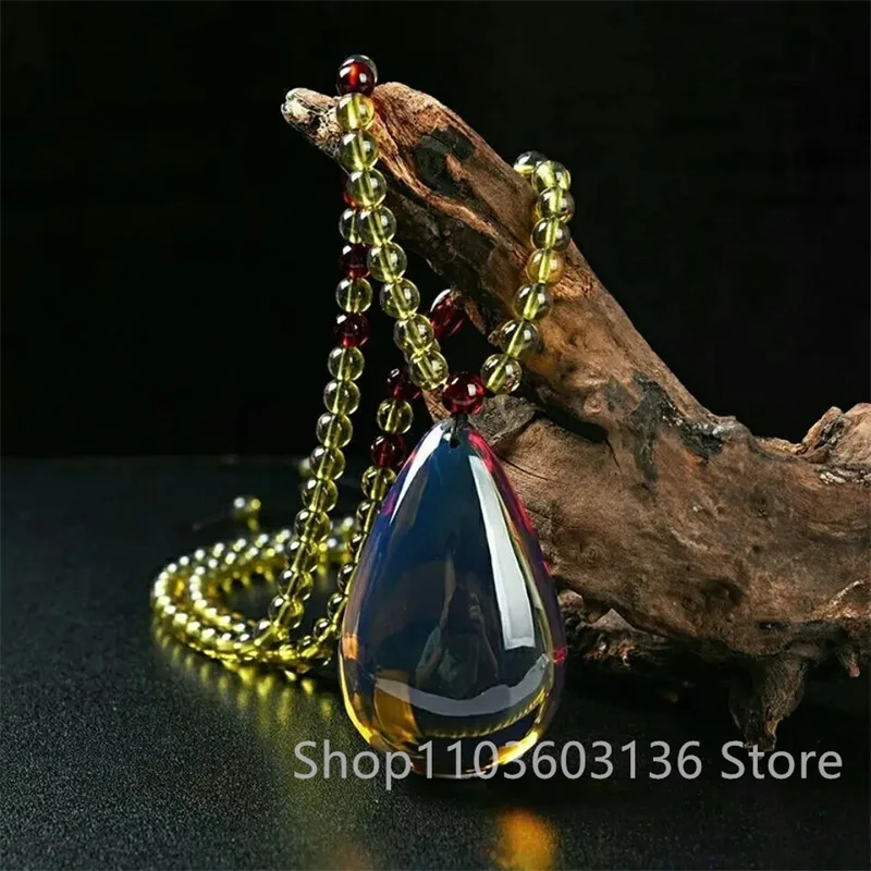 Baltic Blood Pearl Safe Plague Pendant Blue Amber Honey Wax Men's and Women's Simple Pendant