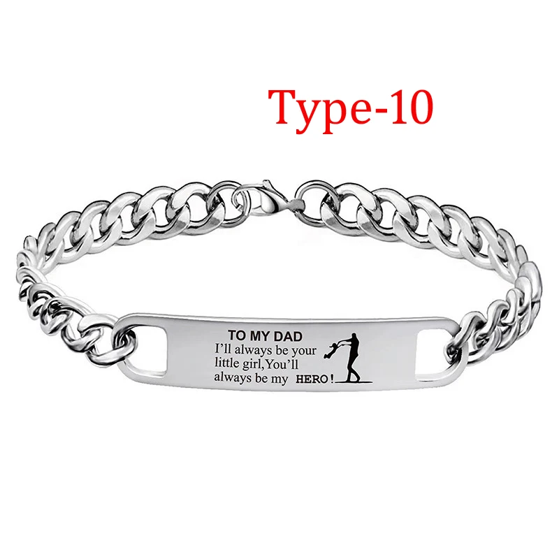 Inspirational Bracelet Men\'s Stainless Steel Personalized Engraved Bracelet Daughter Son to Father Gift Graduation Gift for Son