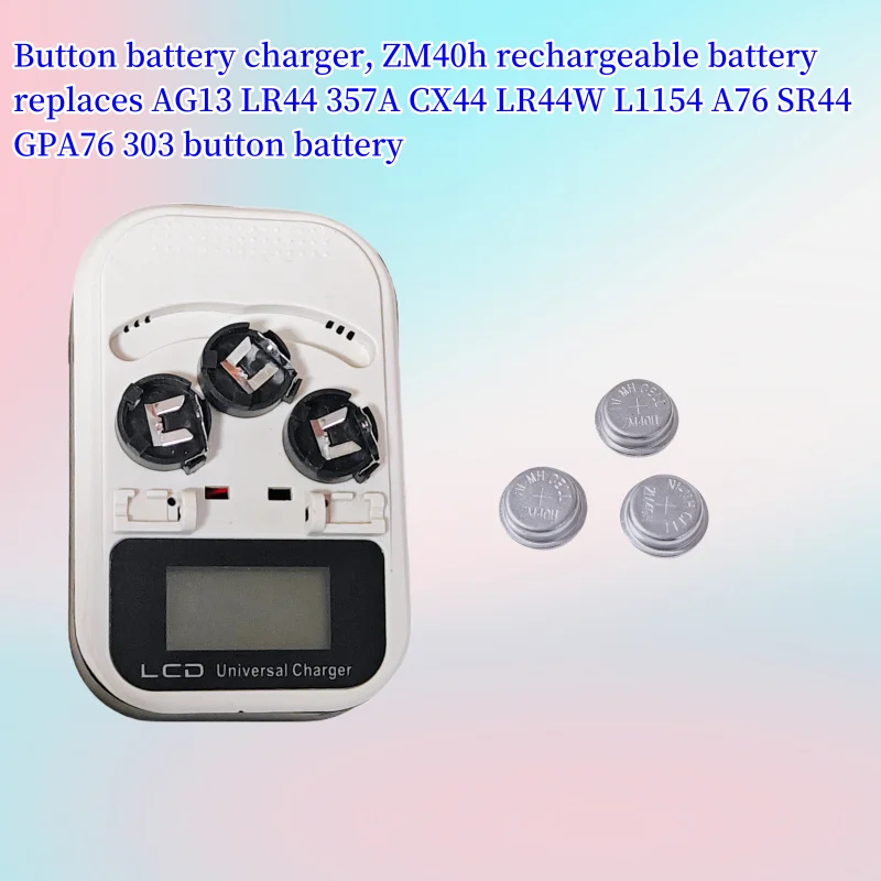 3PCS * ZH40H rechargeable button cell+charger set can replace AG13 LR44 LR1154 primary new button cell