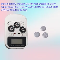 3PCS * ZH40H rechargeable button cell+charger set can replace AG13 LR44 LR1154 primary new button cell