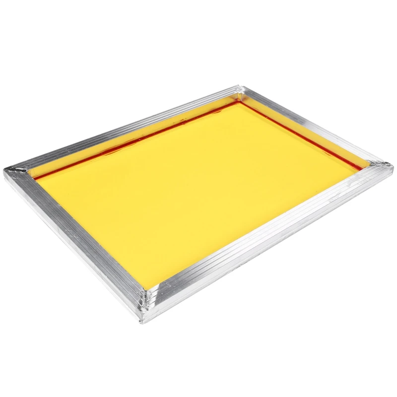 1Pc 120T Mesh Reusable Aluminum Silk Screen Printing Frame 27X39cm With 300Tpi Yellow Mesh For Making Stencil