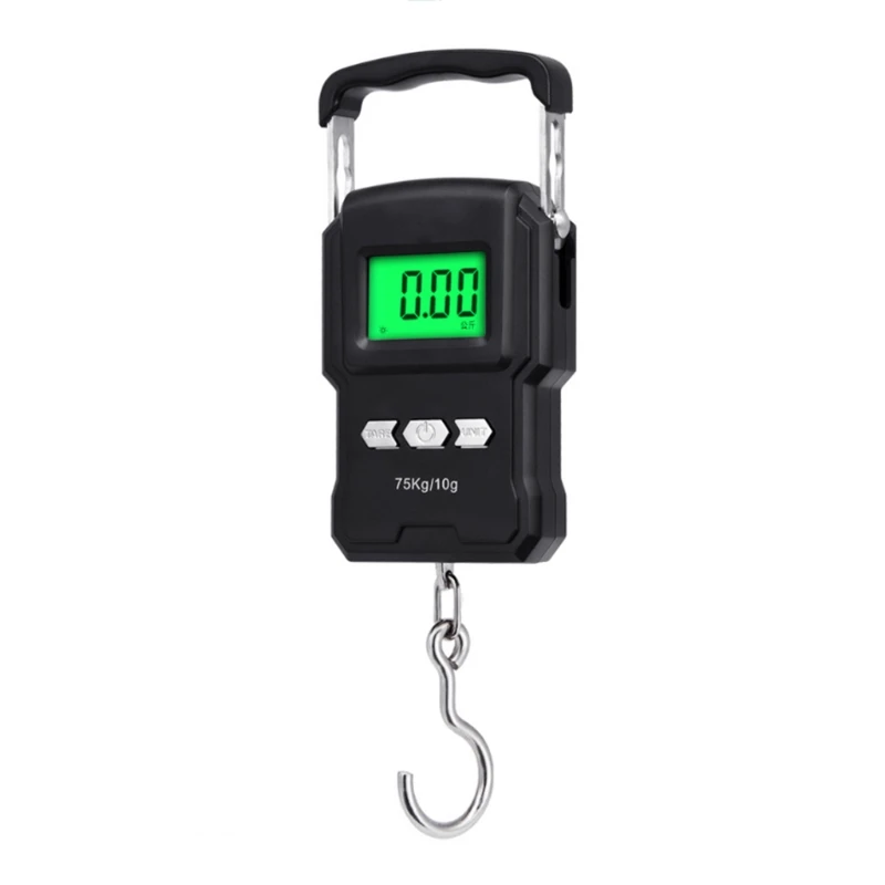 

Luggage Scale 165lb/75kg Electronic Fishing Scales Digital Hanging Hook Scale Backlit LCD Screen for