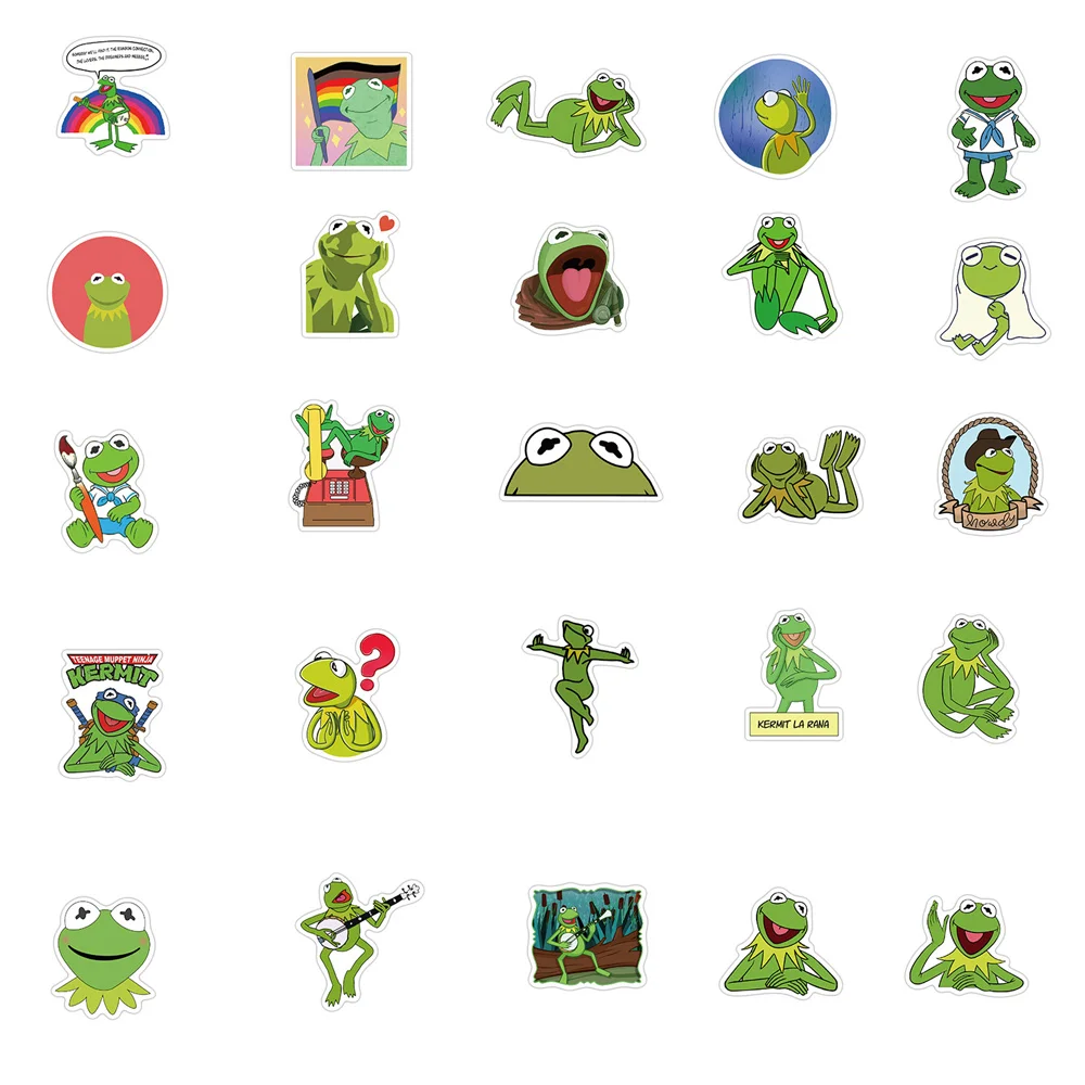 50PCS Cute Cartoon Personality Kermit The Frog Decorative Graffiti Waterproof Sticker Notebook Refrigerator Water Cup