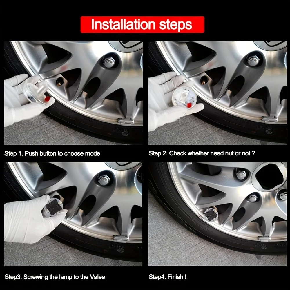 Solar Car Tire Light 7 Color LED Valve Stem Cap Flash Light Wheel Rim Warning Lamp for Night Decoration