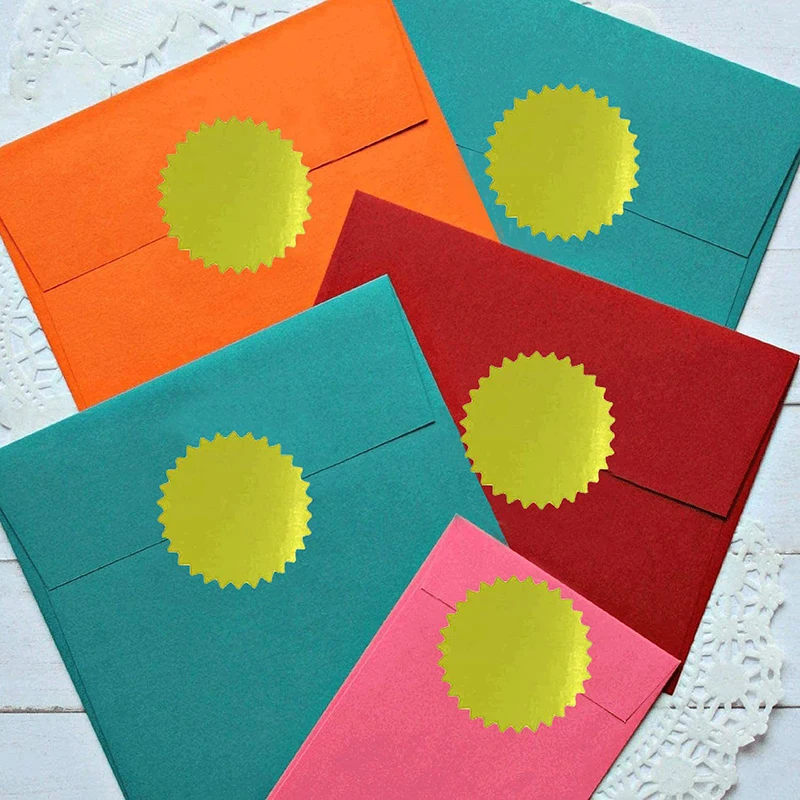 100pcs Round Embossed Seal Stamp Sticker Certificate Gear Seal Sticker Wedding Party Gift Decoration Sticker 45/50mm