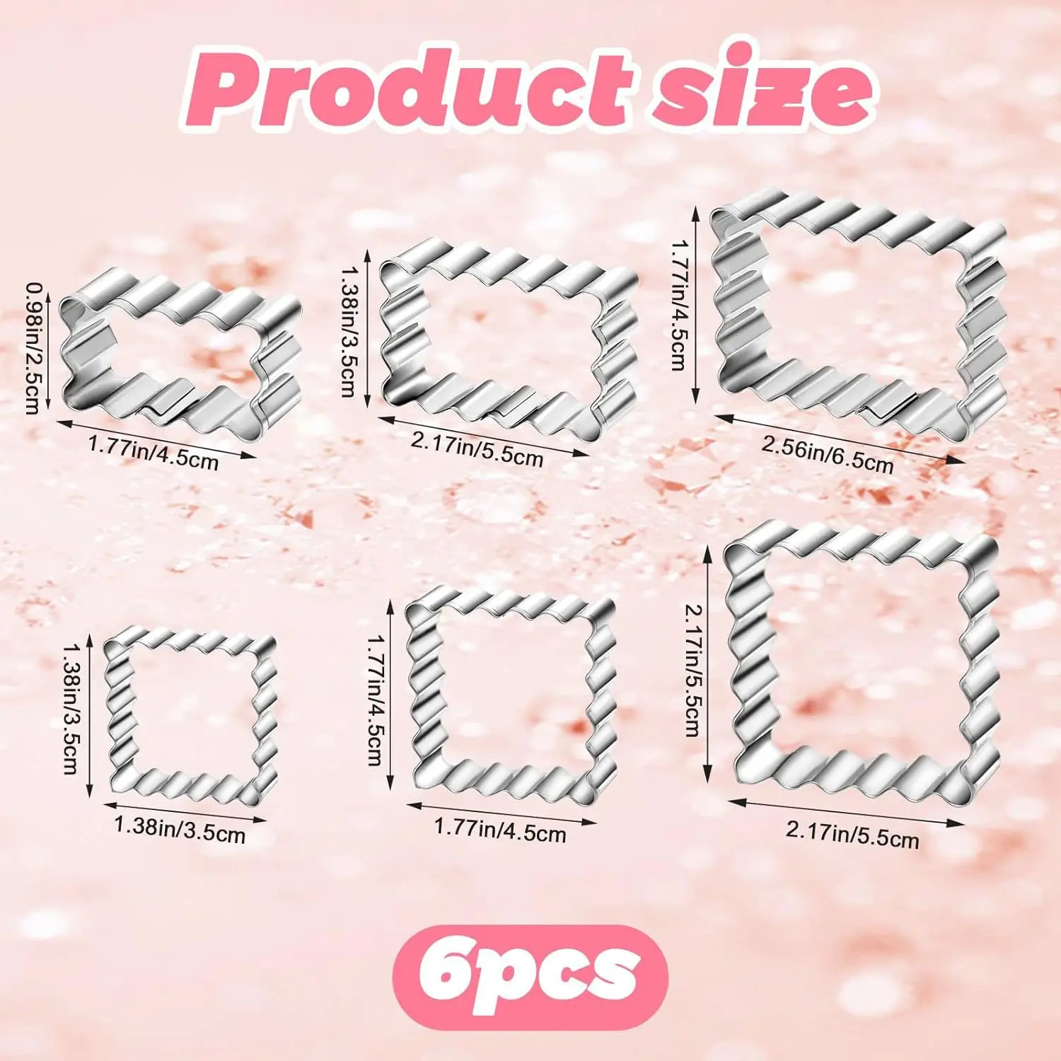 【6er-Pack Backform-Set】 Ausstechformen mit gewelltem Rand, Dekorationswerkzeuge, Wellenmusterpresse für Brot, Toast-DIY-Gebäckzubehör