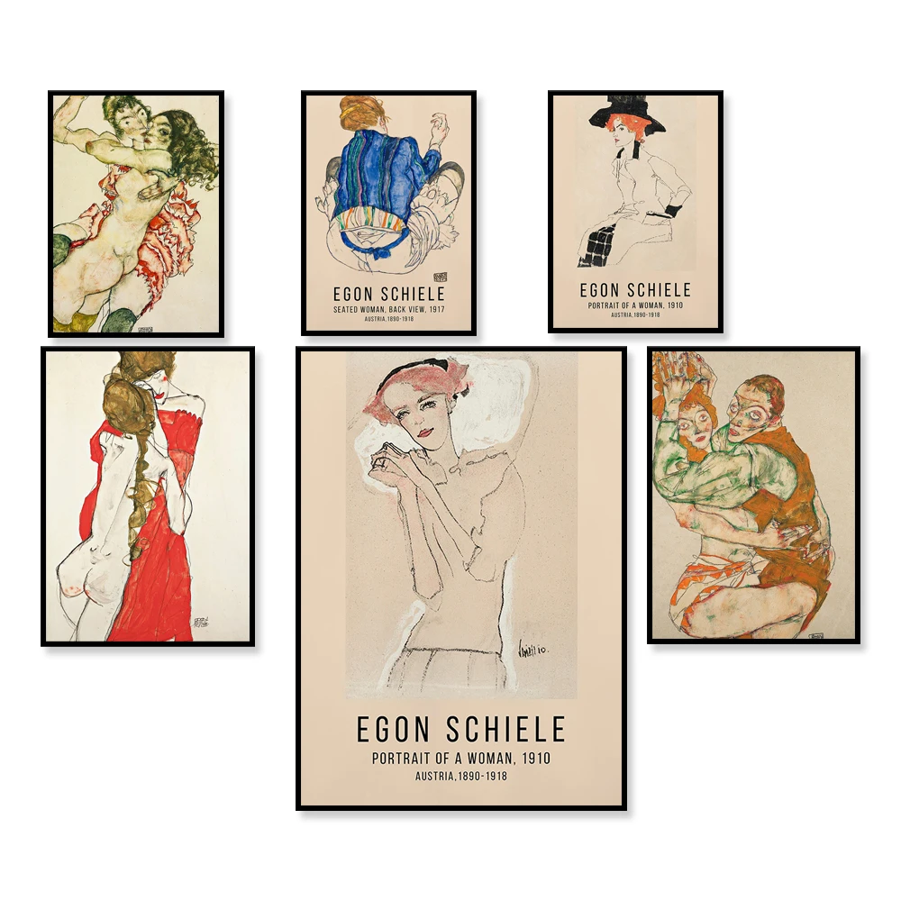 Egon Schiele - Dancer, Egon Schiele Poster Exhibition Print Sketch - Vintage Paintings - Gifts ideas for Art Lover for Him / Her