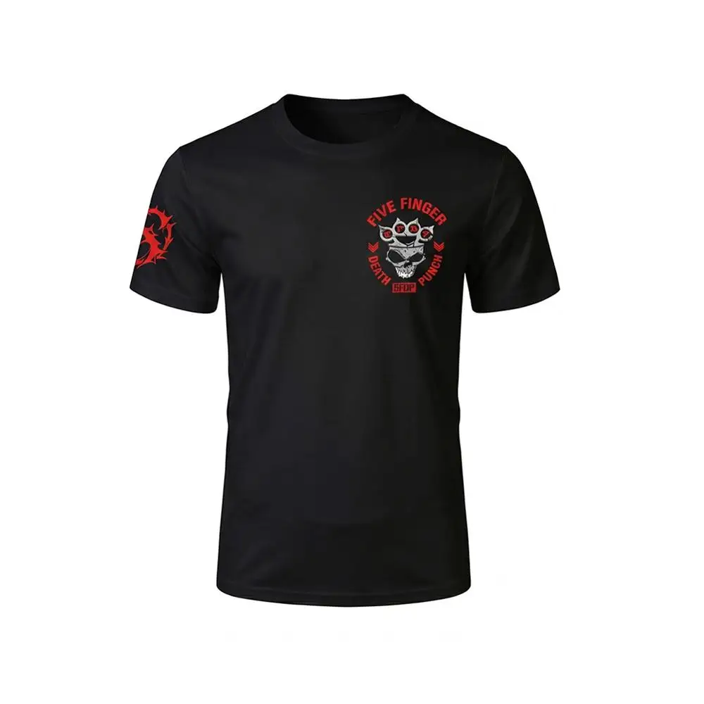 Gothic Skull Print T-shirt for Five Finger Death Punch Fans Men Women Punk Rock Style Streetwear Fashion Casual Crew Neck Tops