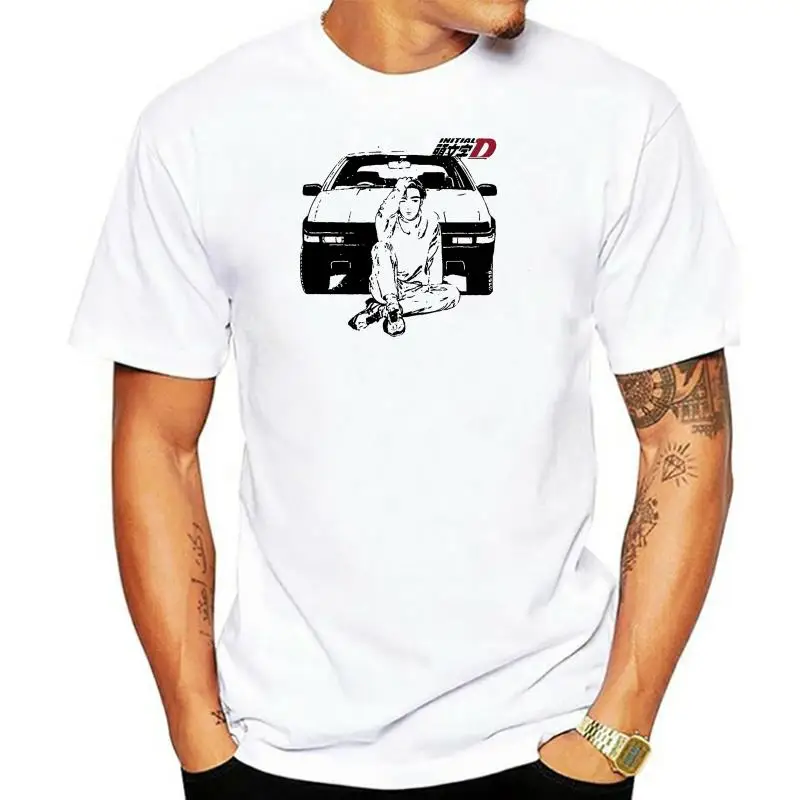 2022 2022 Summer New Cool Tee Shirt Initial D Drift Racings Japan Anime Takumi White Cotton T-Shirt Mens Size Cotton T-shirt