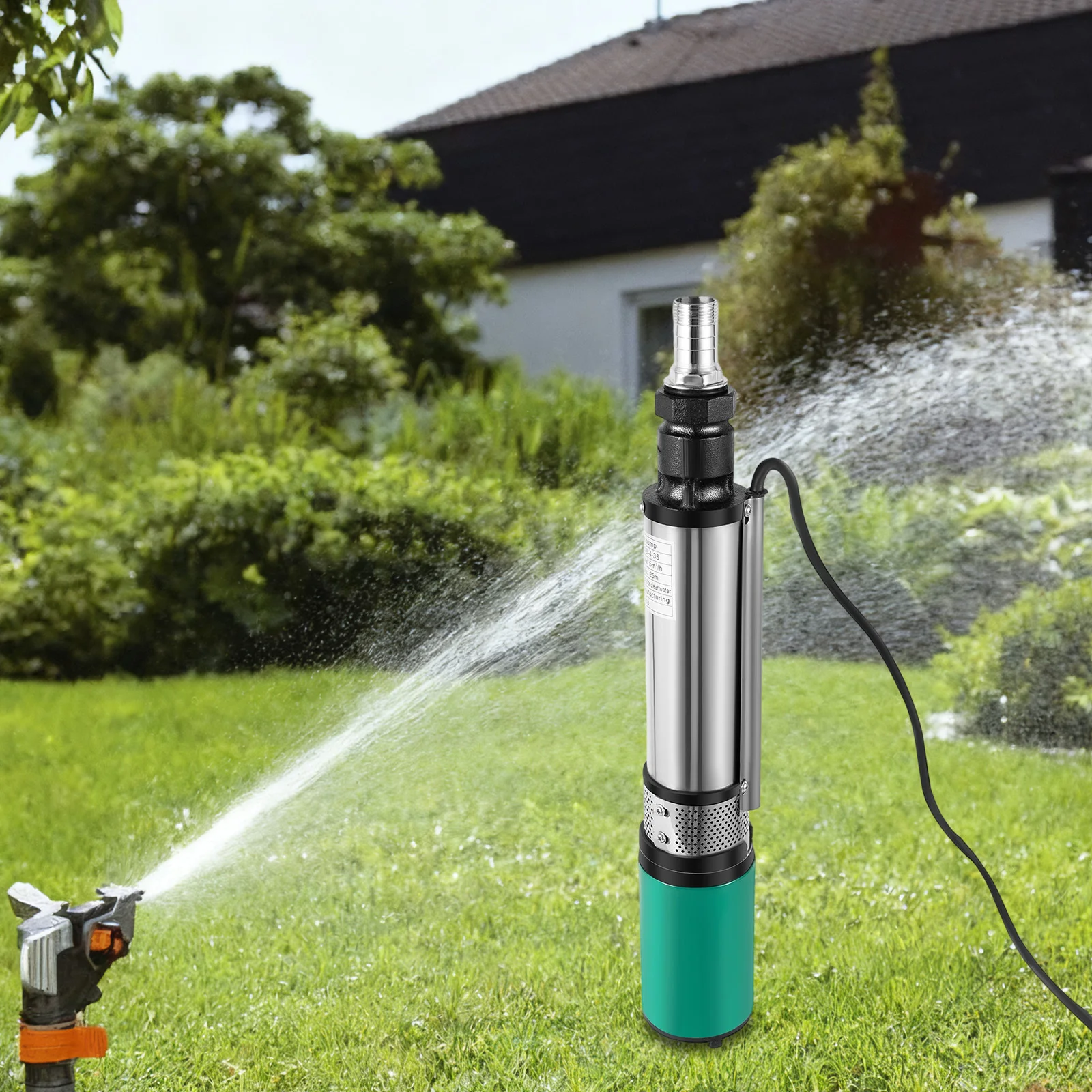 

High Power 320W 24V DC Solar Powered Submersible Well Water Pump 5000r/min,25m Max Lift 5m³/h High Flow for Deep Well Irrigation