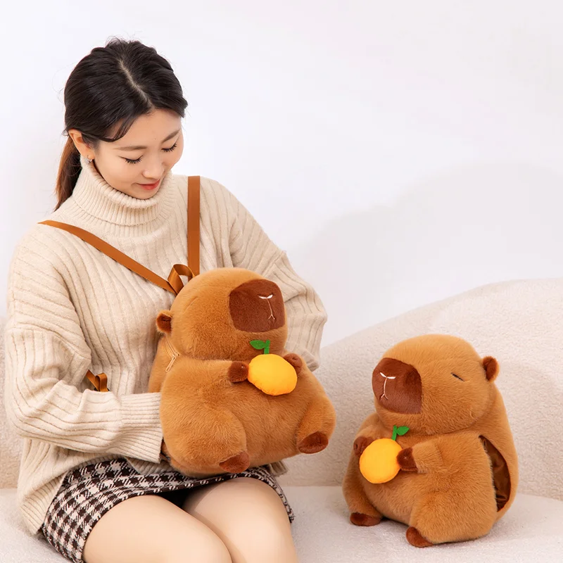 1pc 33cm adorável capivara mochila de pelúcia kawaii animal capivara mão mais quente travesseiro recheado macio para o presente dos namorados