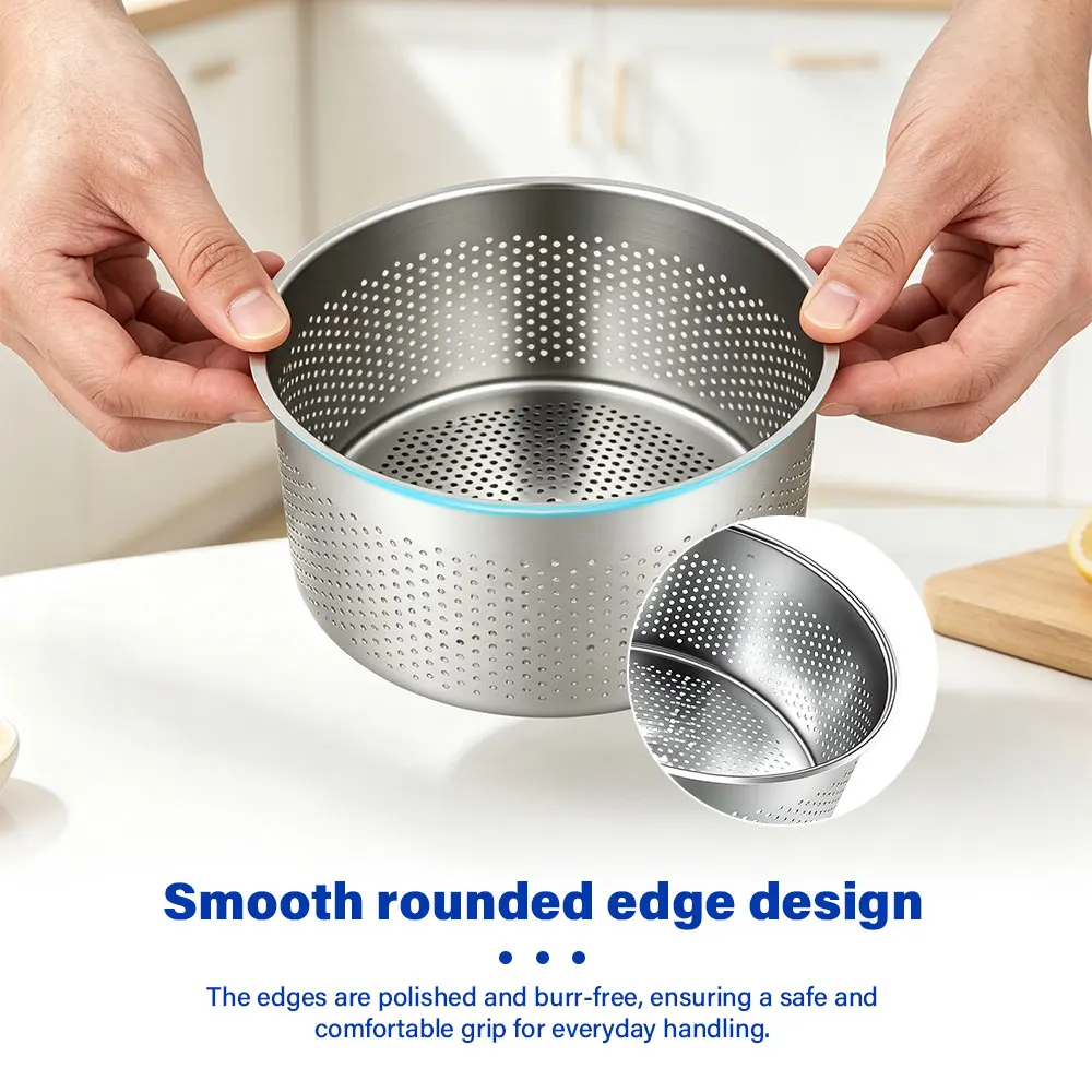 Stainless Steel Colander Strainer Drain Bowl 17cm For Fruit Vegetable Rice Washing Pasta Kitchen Strainer Tool