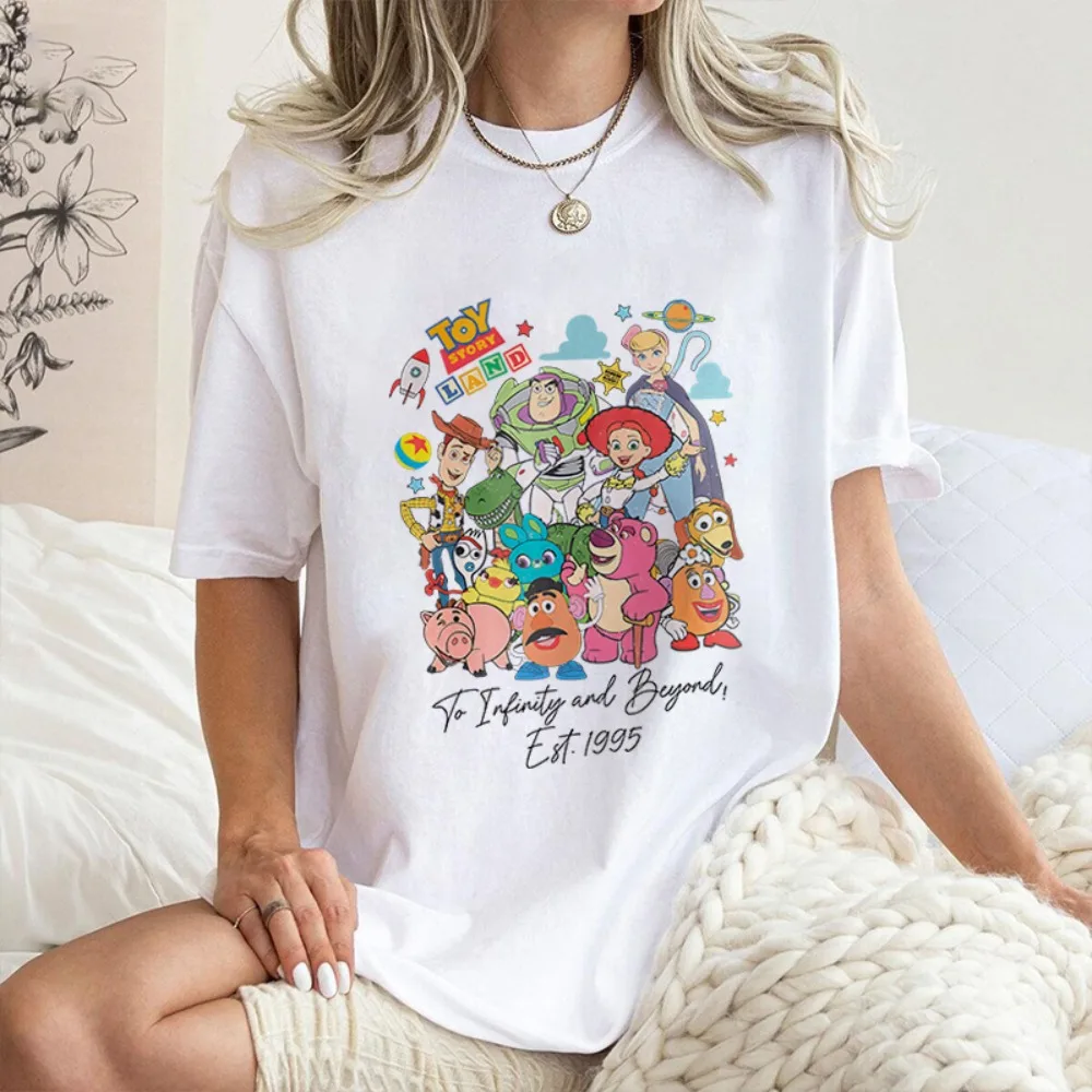 

Disney Parent-Child Wear Toy Story Land To Infinity and Beyond 1995 Printed T-Shirt Cotton Short Sleeve Loose Top Casual Wear