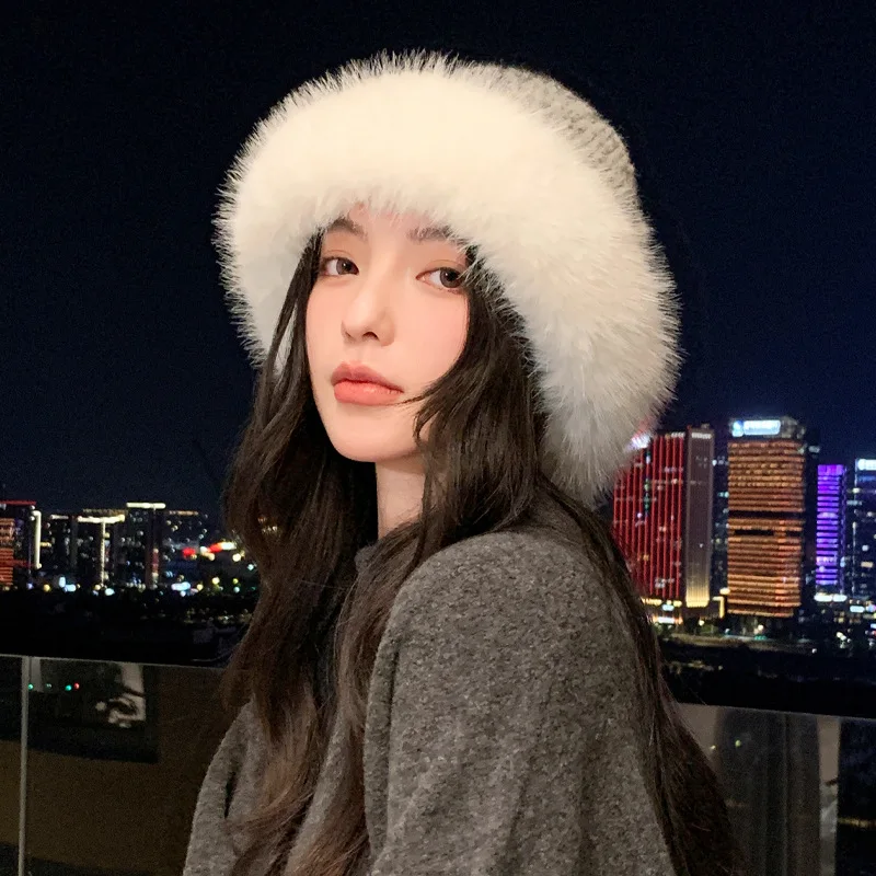 Winter women, windproof warm, knitted wool hat, suitable for large head sizes, versatile and makes the face look sma