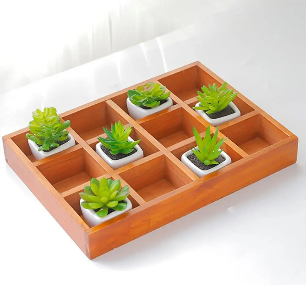 Multifunctional Succulent Flowerpot Tray Multi-grids Jewelry Display Pallet Storage Box Plant Pot Stand Cosmetic Finishing Box