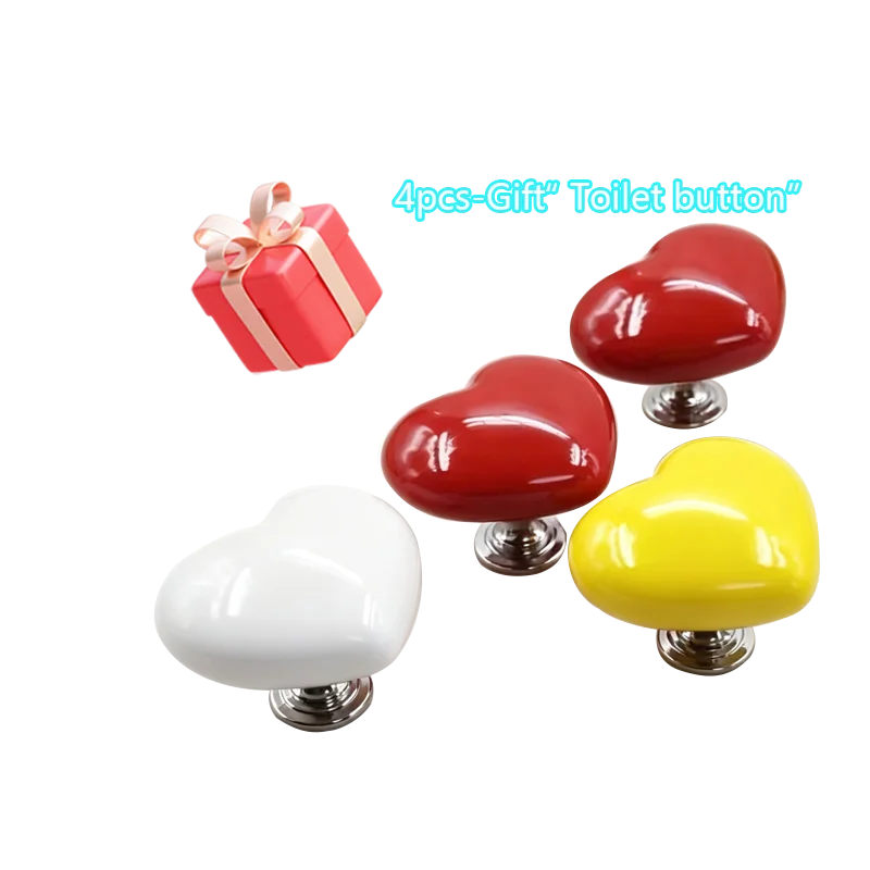 Heart‑Shaped Toilet Tank Buttons, 4Pcs Universal Toilet Flush Press Knob Replacement, Cute Love‑Shape Bathroom Tank Push Buttons Decorative Toilet Accessory Gift