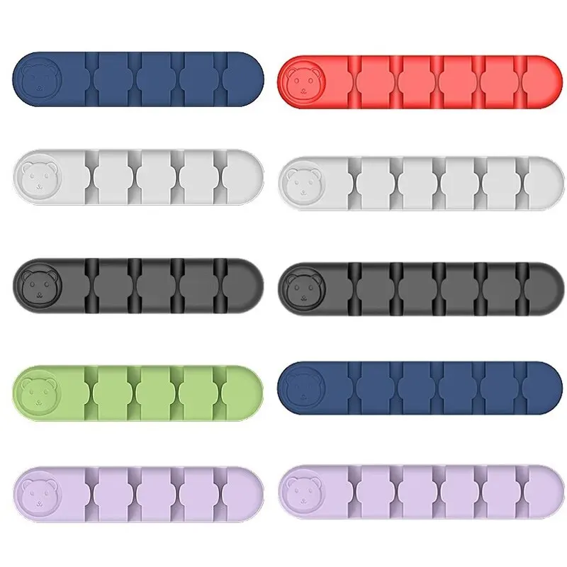 4/6 Wire Slot Cable Organizer Management Wire Holder USB Cable Winder Tidy Silicone Clips For Mouse Keyboard Earphone Protector