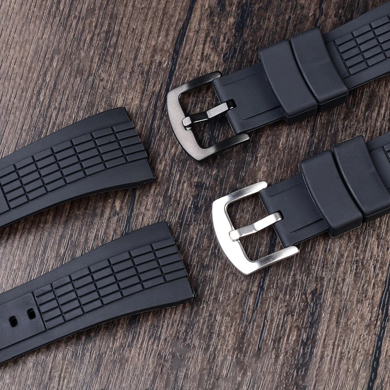 Cinturino orologio in silicone da 26 mm per Seiko Velatura SPC007J1 SRH005J1 SRQ001J1 SRH001J1 SRH013 cinturino impermeabile da uomo braccialetto nero