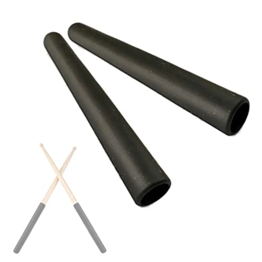 

Pack of 2 Rubber Drumsticks Grips Non-Slip Drum Stick Wrap for Drumming Exercise Comfortable Black Drum Sticks Handle Grip Dura