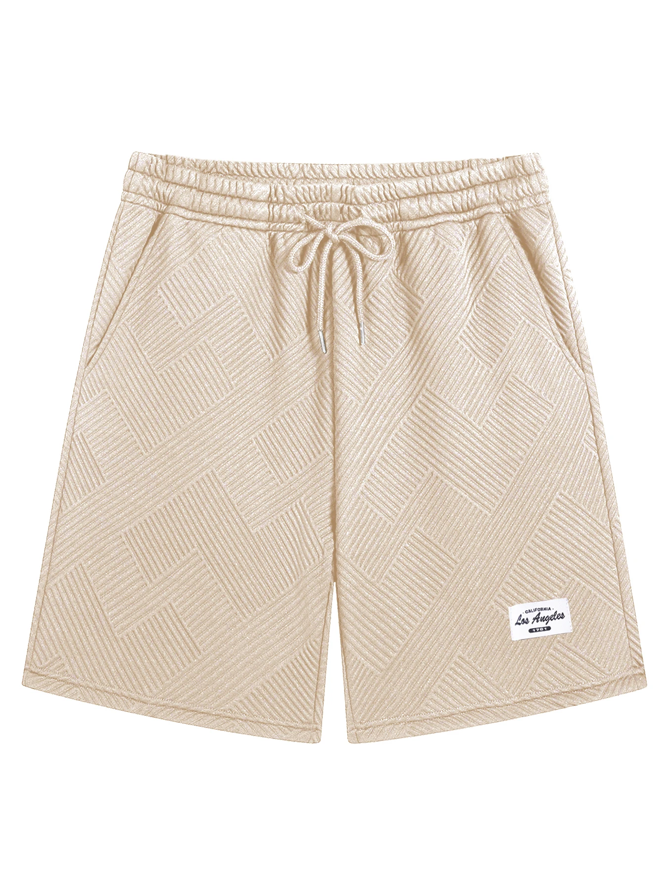 Summer Men Geometric Jacquard Shorts Beach Jacquard Textured Shorts Knee Length Shorts Loose Casual 5 Points Male Shorts