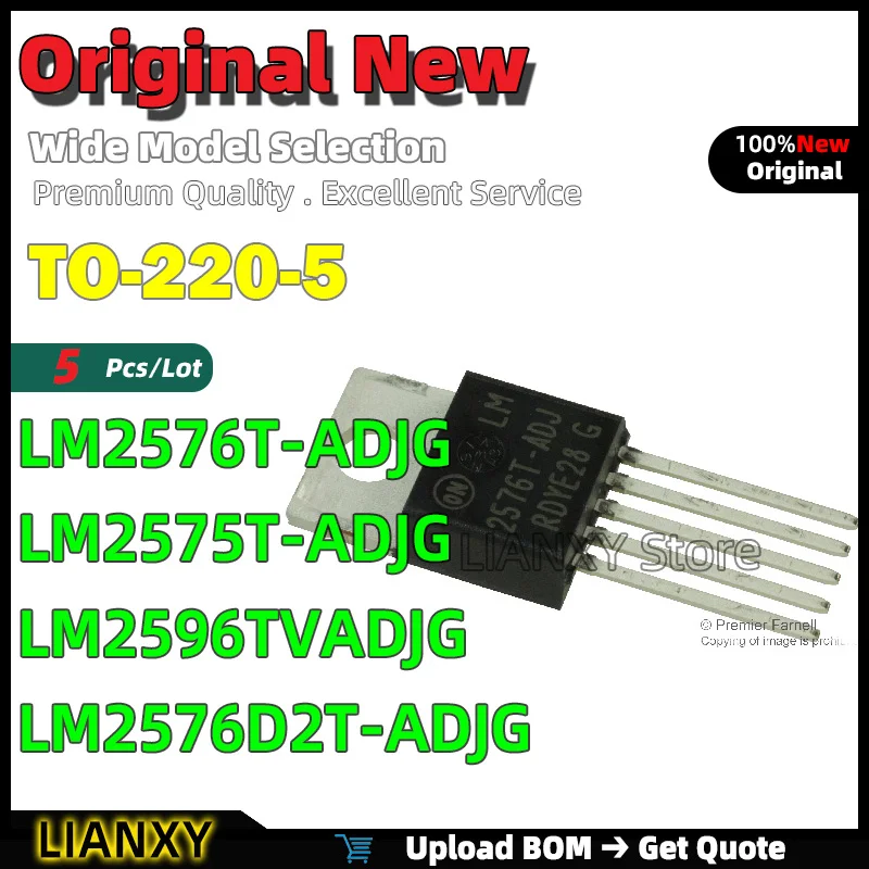 5pcs TO-220-5 LM2576T-ADJG LM2575T-ADJG LM2596TVADJG LM2576D2T-ADJG Buck Regulator New Original