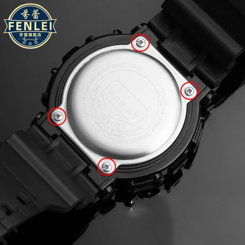 Para casio gd ga110 ga100/120/140 ga2100 6900 5600 caixa de relógio masculino capa traseira parafusos de aço inoxidável parafuso traseiro tampa inferior