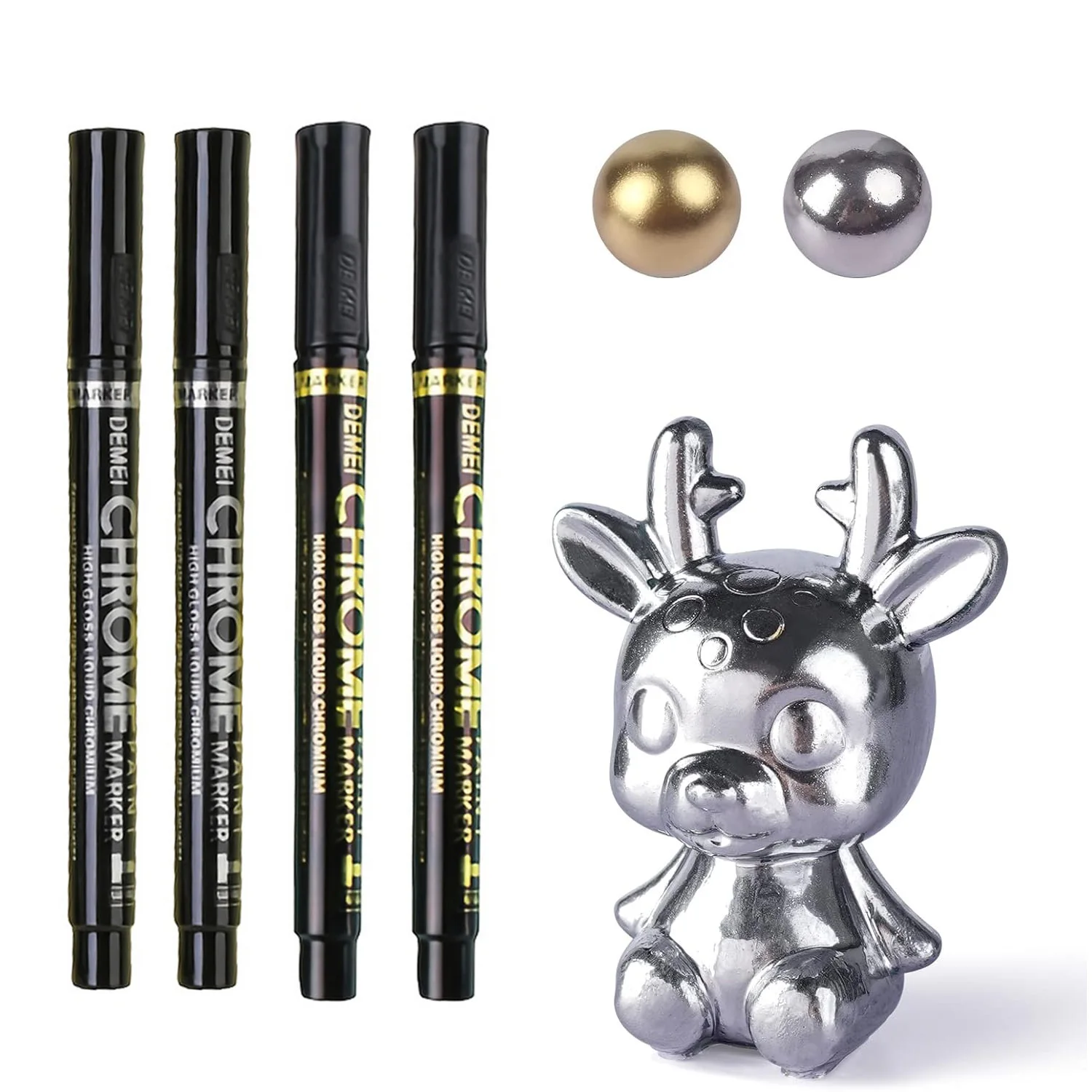 

2-Pack (One Silver, One Gold) Mirror Marker Pens DIY Reflective Chrome Gold and Silver Spray Paint Pens Suitable for Signature