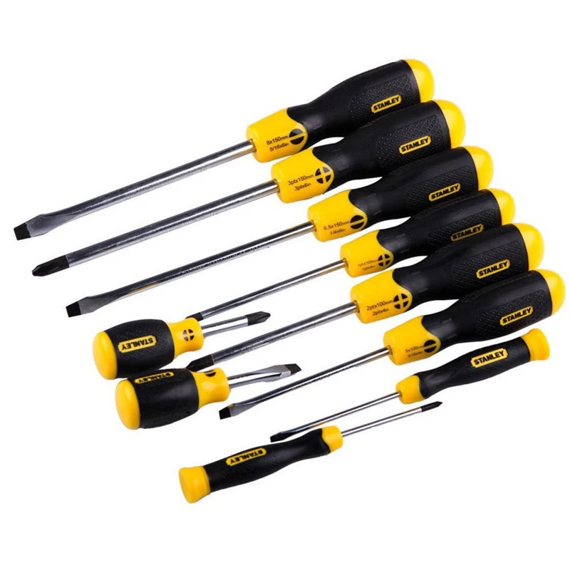 Stanley 65-005C-23 Plastic Handle Slotted Cross Screwdriver Household Plum Blossom Flat Mouth Driver Screwdriver Set 10pcs