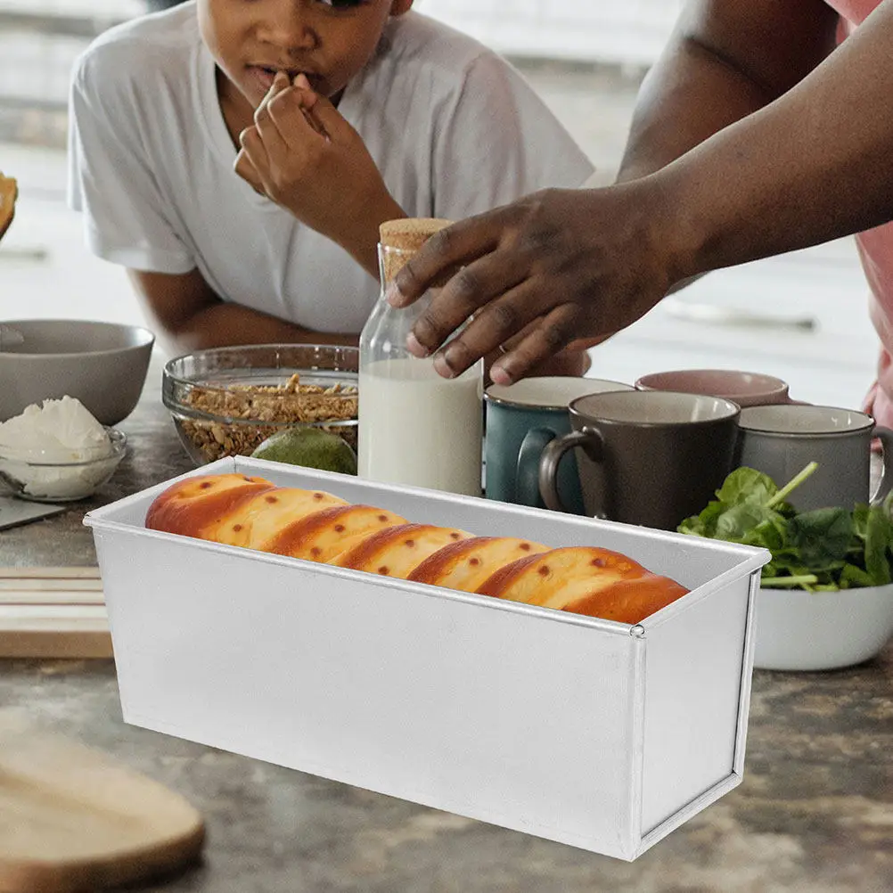 Molde de aluminio para pan con conducto de calor rápido y tapa deslizante, antiadherente, para hornear pan y tostadas, fácil de desmoldar, para horno.