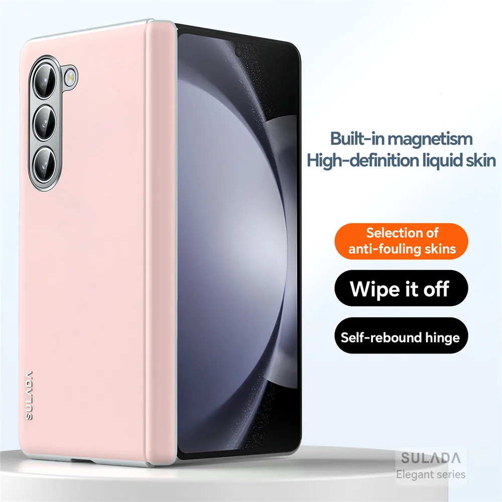 

Elegant Liquid Leather Slim Magsafe Case For Samsung Galaxy Z Fold6 5 4 Magnetic Hinge Armor Back Cover