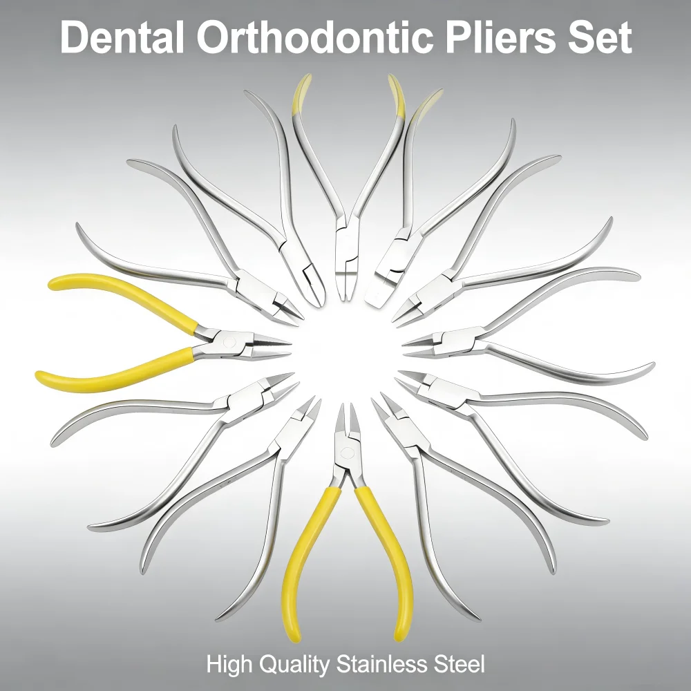 

Набор из 4 ортодонтических щипцов – дистальные/лигатурные кусачки, инструмент для снятия брекетов и щипцы для гибки проволоки, многофункциональный набор из нержавеющей стали