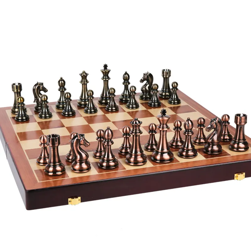 

Competition special gift box set Solid wood folding chessboard Large chess pieces Chess