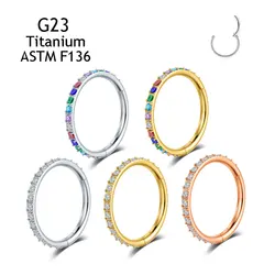 Piercing nosa ASTM F136 tytanowe z cyrkonią 5A Sexy kolczyki Labret wargi Helix obręcze przegroda PIERC Body moda biżuteria dla kobiet