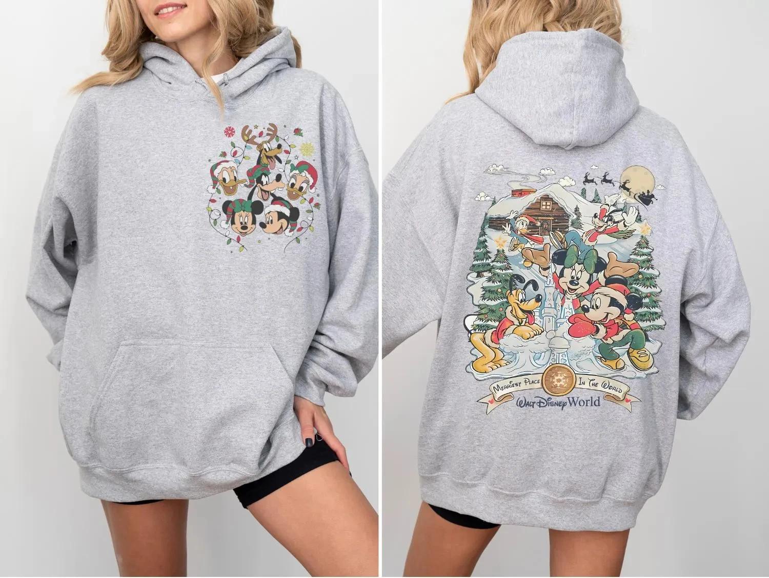 월트 디즈니 월드 크리스마스 스웨트셔츠 지구상에서 가장 즐거운 장소 스웨트셔츠 미키와 친구들 스웨터 매직 킹덤 스웨트