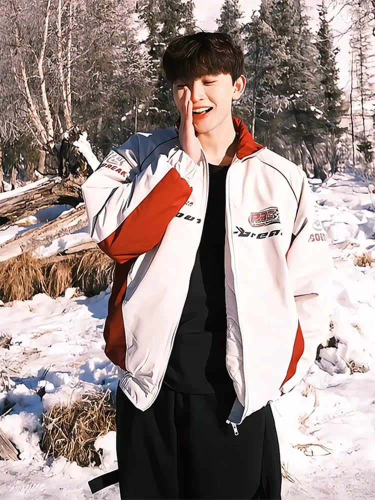 

Мужская зимняя теплая куртка Cleanfit из хлопка на молнии с воротником-стойкой, в стиле пэчворк, для мотоциклистов, повседневная модная верхняя одежда