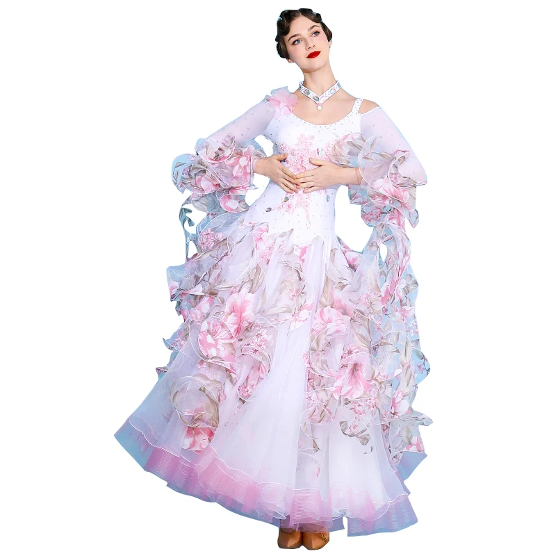 New Ballroom Dance Competition Dresses For Woman Rhinestones National Standard Waltz Dancing Clothes Big Swing Modern Costumes