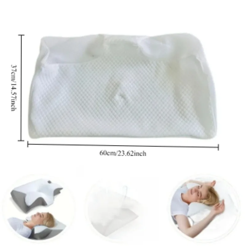 Memory Foam Cervical Pillow Cover, Removable with Zipper, Easy To Replace, Usable in All Seasons, White