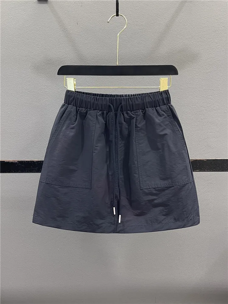 White Casual Workwear  Skirt Women's Lightweight Quick Dry Sport High Waist Drawstring Slim A-Line Skirt Summer 2026