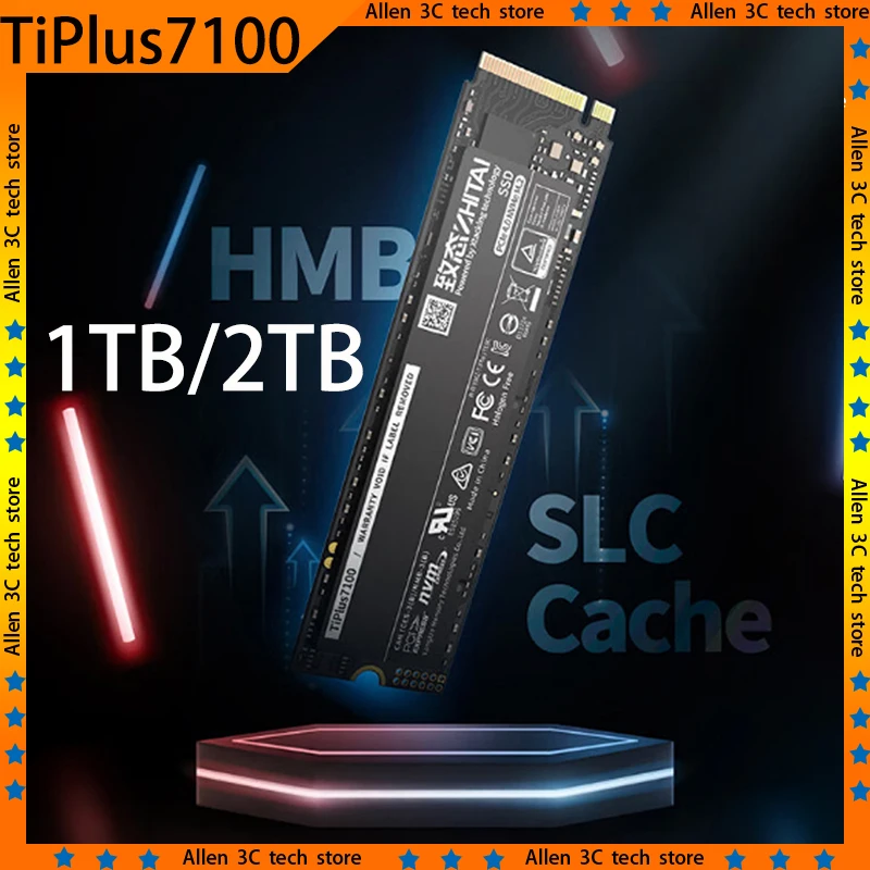 ZHITAI TiPlus7100 Hard Disk 1TB/2TB PCIe 4.0 M.2 SSD 7000Mb/S Custom Xtacking Disk Internal Hard Drive for Laptop PC