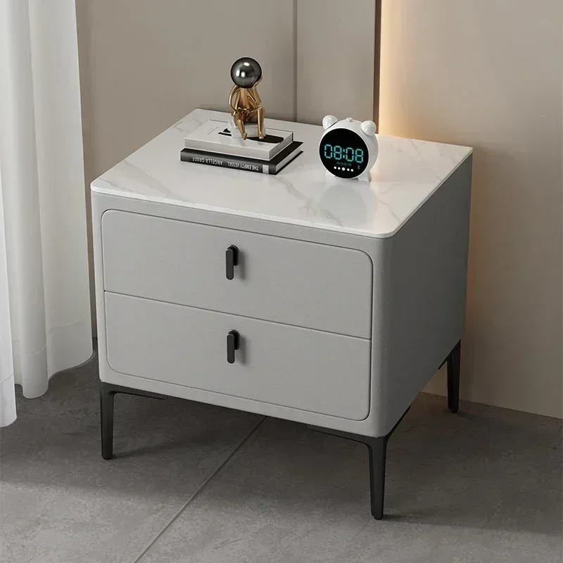 Premium  High-quality Chic Modern Italian Bedsides Table Gray Colour Wood Luxury Minimalist Bedsides Table