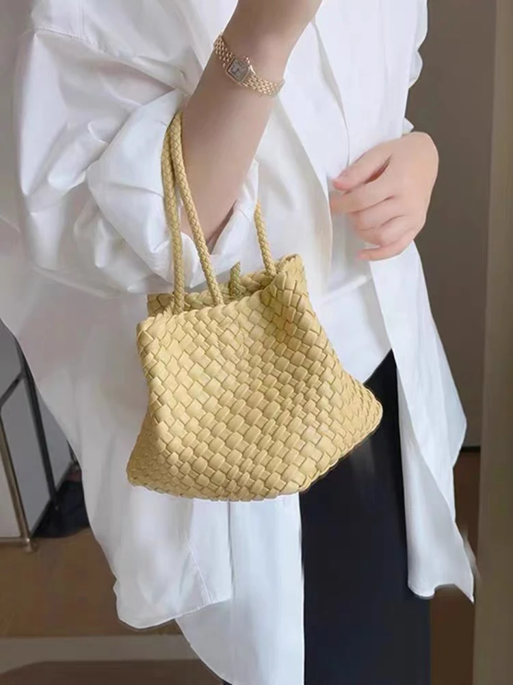 

Hanrted Woven Bag Small Design High-End Feel Dumpling Handbag Mother-Child Basket Bag Casual Sle Double oulder ...