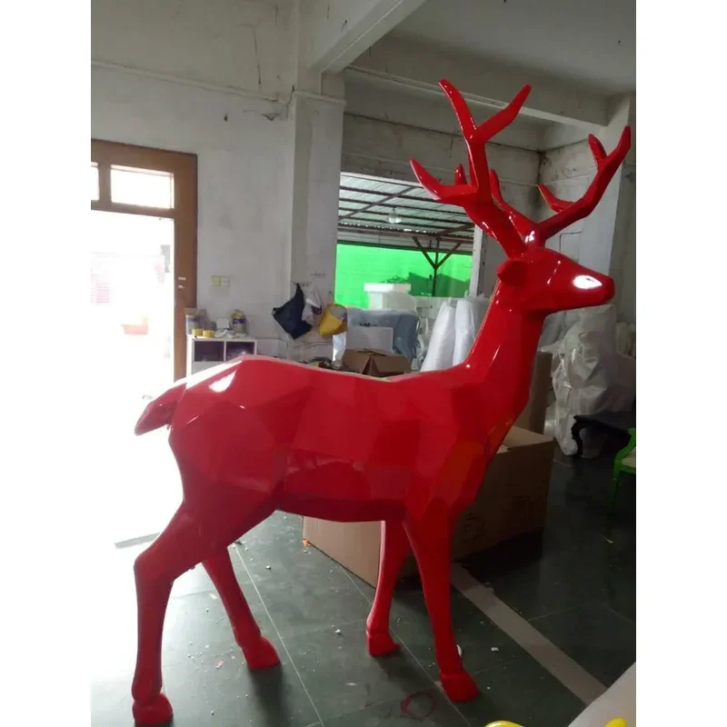 Customized luxury restaurant storefront decoration: deer-shaped resin display statue