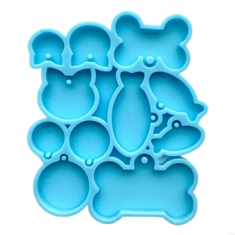 

97BA UV Epoxy Resin Mold Handmade Keychain Silicone Mould DIY Cats Fishes Bones Shaped for Key Chain Pendants Resin Casting M