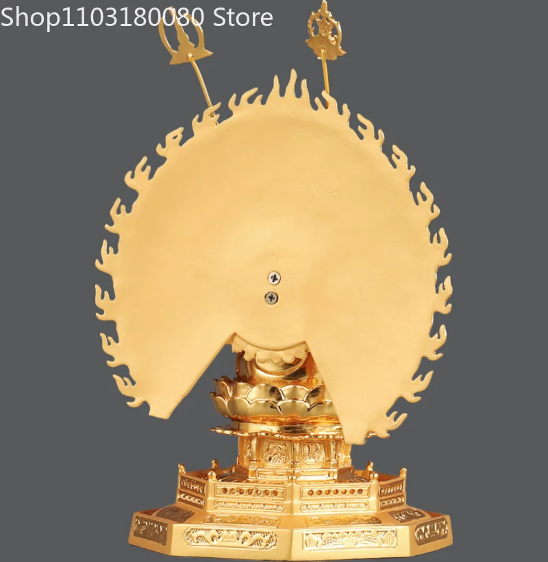 تمثال كوان يين المذهب بالنحاس بألف يد، منحوتة أفالوكيتسفارا قوانيين المسلحة بألف عيون، 31 سم، 26 سم