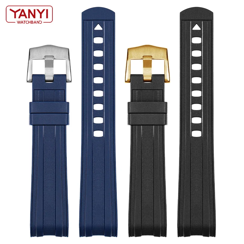 Rubber Watch Strap for omega New seamaster 300 watchband 20mm high-quality watch band pin buckle Curved end wristwatches belt