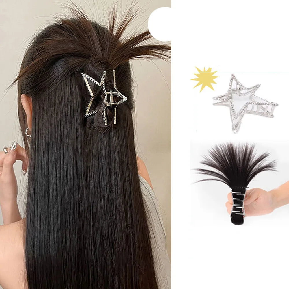 Synthetic Chicken Nest Head Wig High Head Spicy Girl Ball Head Chicken Feather Shuttlecock Fountain High Horse Tail Wig