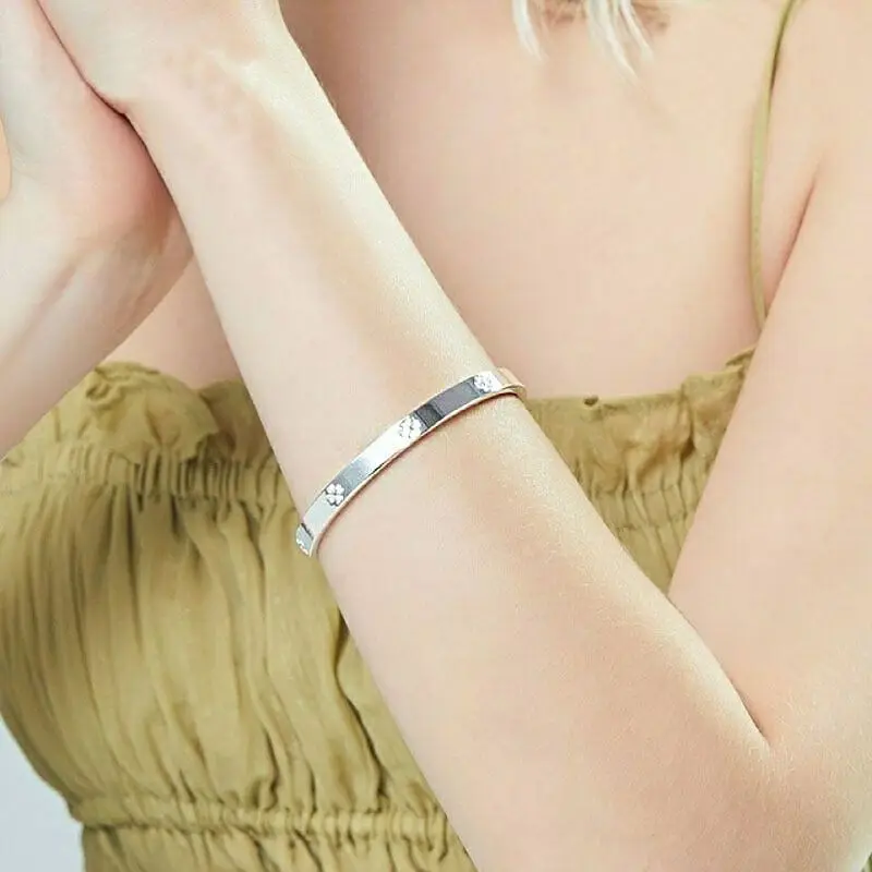 S999 sterling silver smooth four-leaf clover ladies bracelet, fashion simple high-end jewelry for girlfriend birthday gift