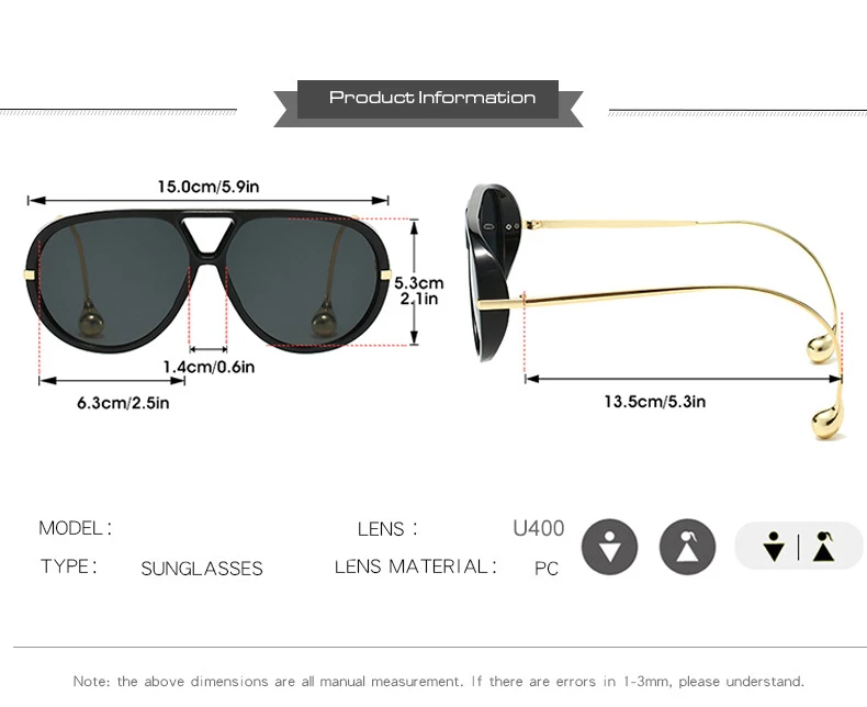 Vintage übergroße Piloten-Sonnenbrille, Unisex, Doppelbrücke, UV400-Schutz, modischer Punk-Stil, weibliche Farbtöne, beliebte Brillen – Detail 4