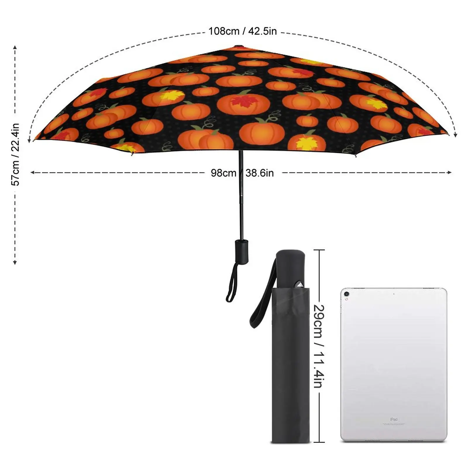 Halloween Print Umbrella Pumpkin Patch Unique Windshield Umbrella Automatic Design Reinforced Trekking Umbrella